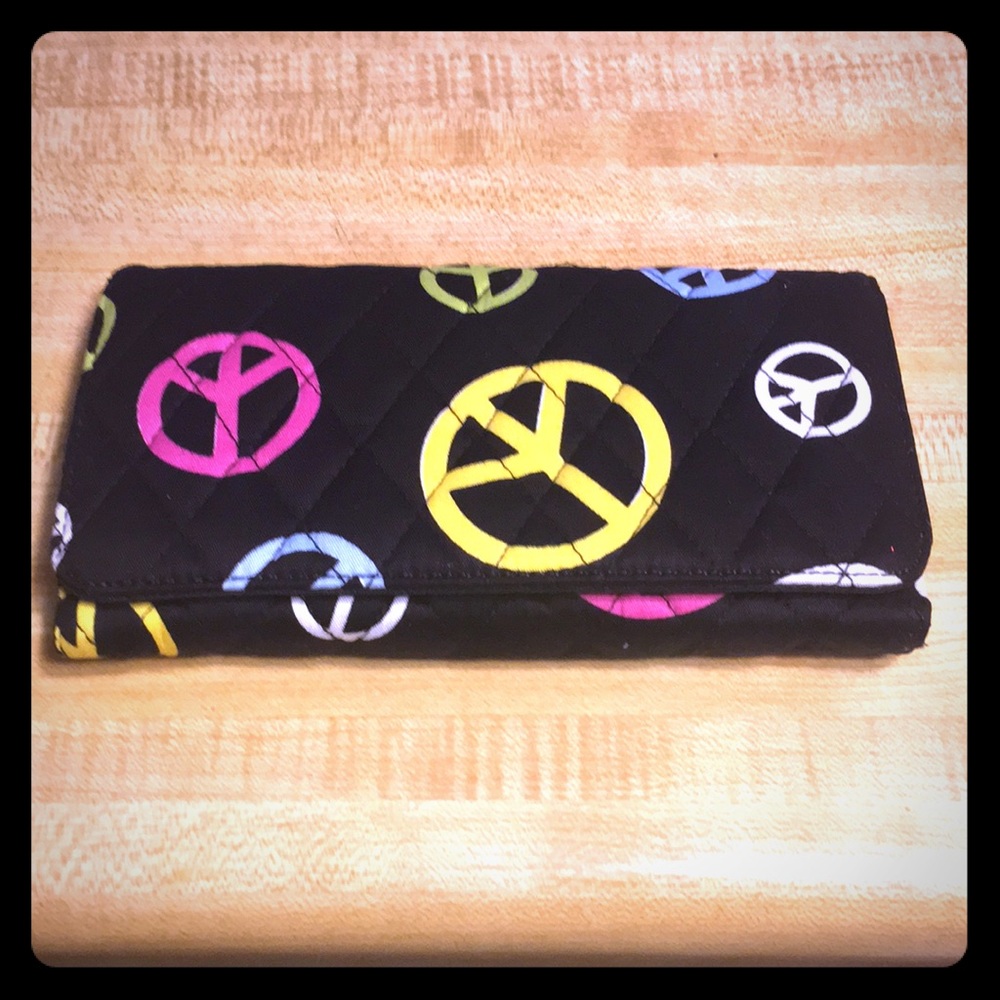 Quilted Cloth Peace Sign Wallet